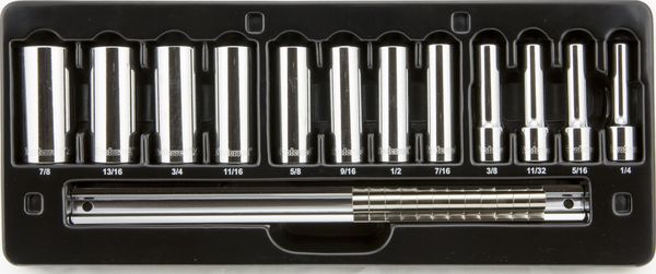 BBPS06301 Proferred 3/8" Drive Standard SAE Socket Set 12 Piece 3/8" Drive SAE 12 Point Deep Socket Set Deep