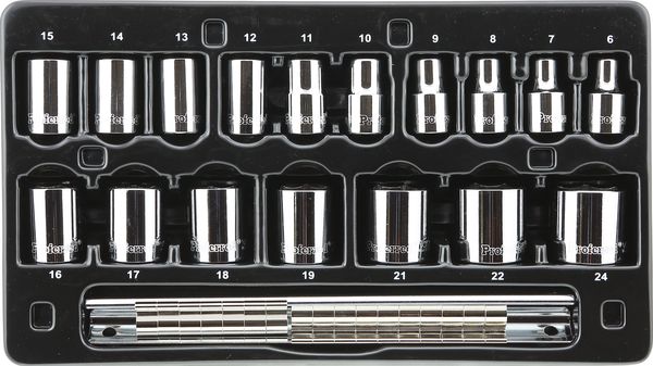 BBPS07001 3/8" Drive Standard Metric Socket Set 17 Piece 3/8" Drive Metric 6 Point Socket Set Standard