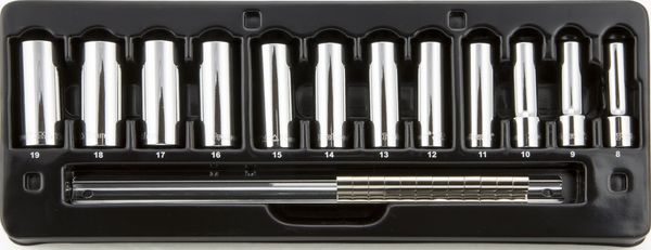 BBPS07301 3/8" Drive Standard Metric Socket Set 12 Piece 3/8" Drive Metric 12 Point Deep Socket Set Deep