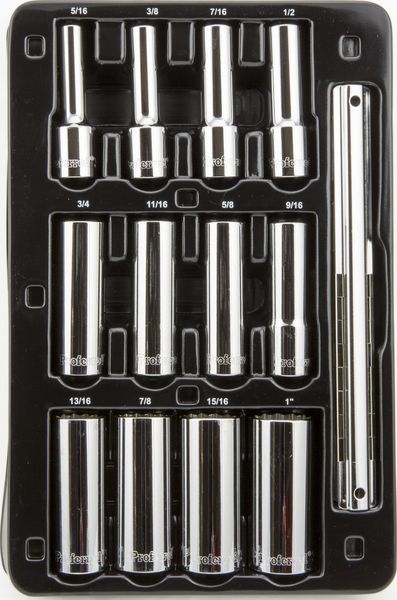 BBPS08301 Proferred 1/2" Drive Standard SAE Socket Set 12 Piece 1/2" Drive SAE 12 Point Deep Socket Set Deep