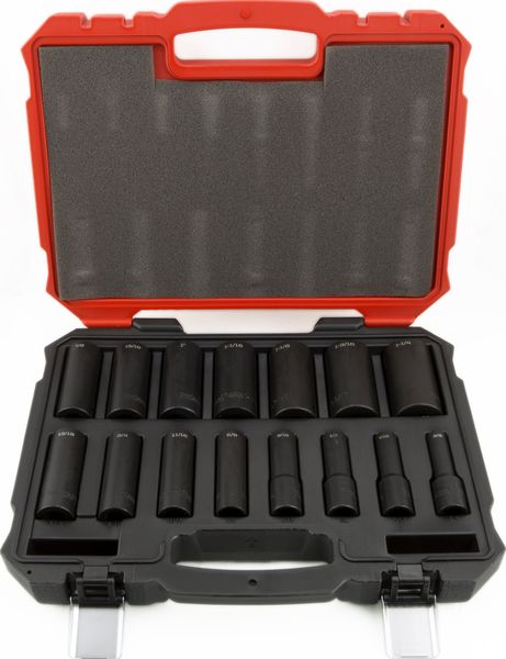 BBPS11101 1/2" Drive Impact SAE Socket Set 15 Piece 1/2" Drive SAE 6 Point Deep Impact Socket Set Deep Impact