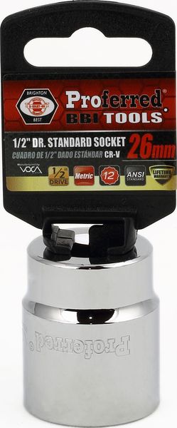 BBPS24226 1/2" Drive Metric Socket 26MM - 1/2" Dr. 12 Pt. Metric Socket Standard