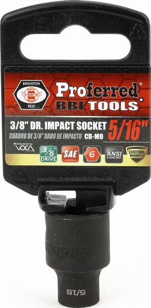 BBPS30010 Impact 3/8" Drive SAE Socket 5/16" - 3/8" Dr. 6 Pt. SAE Impact Socket Impact