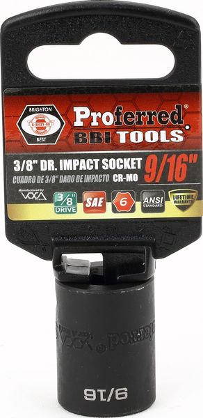 BBPS30018 Impact 3/8" Drive SAE Socket 9/16" - 3/8" Dr. 6 Pt. SAE Impact Socket Impact