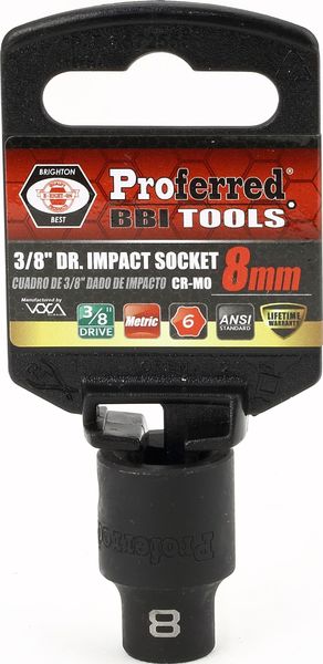 BBPS31008 Impact 3/8" Drive Metric Socket 8MM - 3/8" Dr. 6 Pt. Metric Impact Socket  Impact