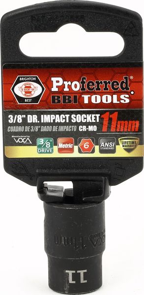 BBPS31011 Impact 3/8" Drive Metric Socket 11MM - 3/8" Dr. 6 Pt. Metric Impact Socket  Impact