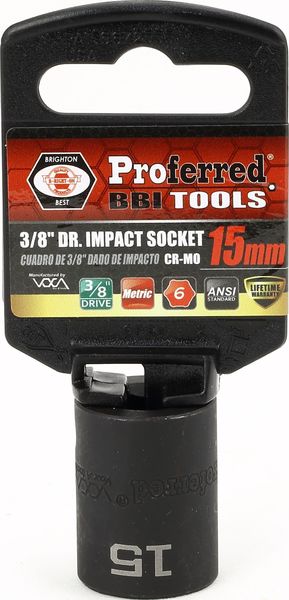 BBPS31015 Impact 3/8" Drive Metric Socket 15MM - 3/8" Dr. 6 Pt. Metric Impact Socket  Impact