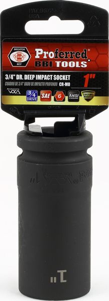 BBPS34132 Impact 3/4" Drive SAE Socket 1" - 3/4" Dr. 6 Pt. SAE Deep Impact Socket Deep Impact
