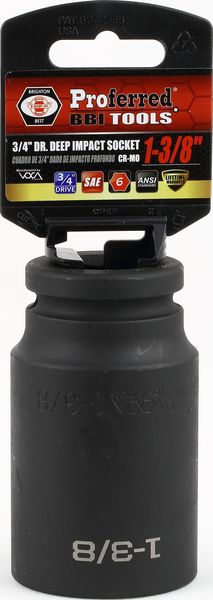 BBPS34144 Impact 3/4" Drive SAE Socket 1-3/8" - 3/4" Dr. 6 Pt. SAE Deep Impact Socket Deep Impact