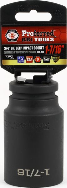 BBPS34146 Impact 3/4" Drive SAE Socket 1-7/16" - 3/4" Dr. 6 Pt. SAE Deep Impact Socket Deep Impact