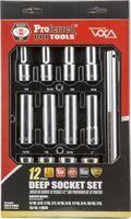 Proferred 1/2&quot; Drive Standard SAE Socket Set 12 Piece 1/2&quot; Drive SAE 12 Point Deep Socket Set Deep