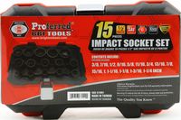 Proferred 1/2&quot; Drive Impact SAE Socket Set 15 Piece 1/2&quot; Drive SAE 6 Point Impact Socket Set Impact
