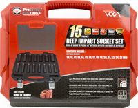 1/2&quot; Drive Impact Metric Socket Set 15 Piece -6 Point Deep Impact