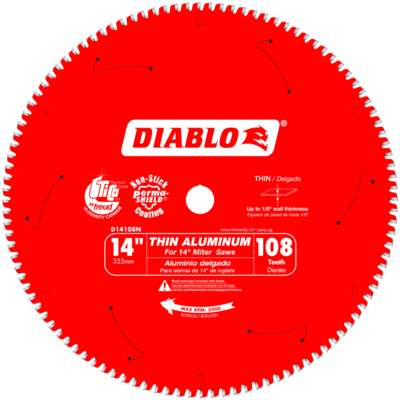 DIABLOD14108N 14" 108T 1" ARBOR THIN ALUMINUM CUTTING SAW BLADE