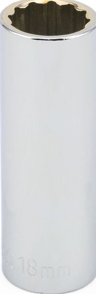 BBPS24318 1/2" Drive Metric Socket 18MM - 1/2" Dr. 12 Pt. Metric Deep Socket Deep