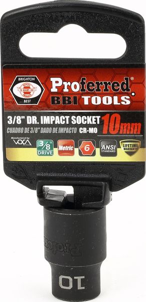 BBPS31010 Impact 3/8" Drive Metric Socket 10MM - 3/8" Dr. 6 Pt. Metric Impact Socket  Impact
