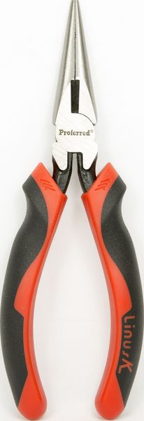 BBPT19002 Proferred Side Cutting Long Nose Pliers with Cutter, TPR Grip 7" Length